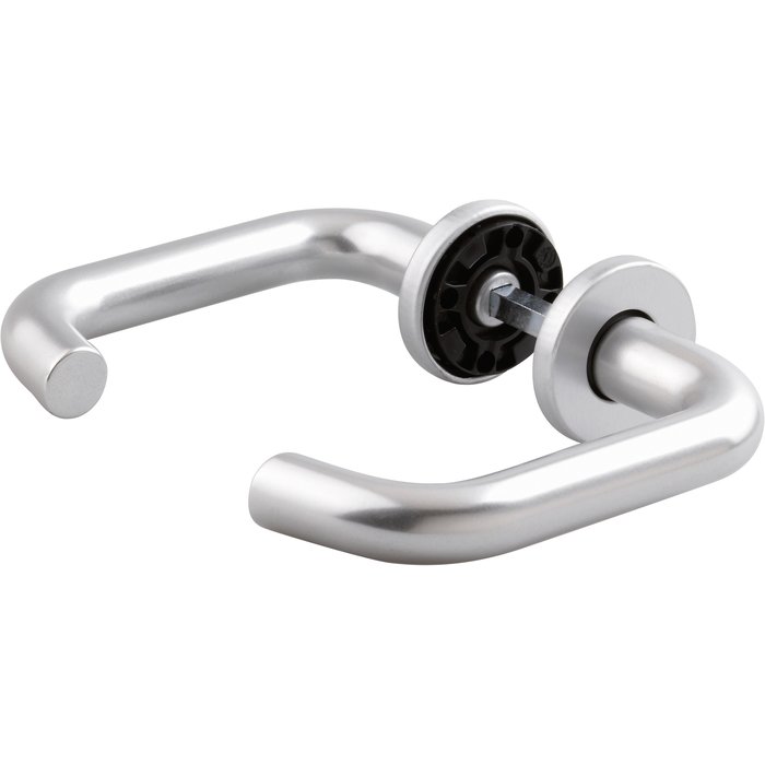 Poignée de porte sur rosace ronde argent - Bec de cane - Bercy - Vachette