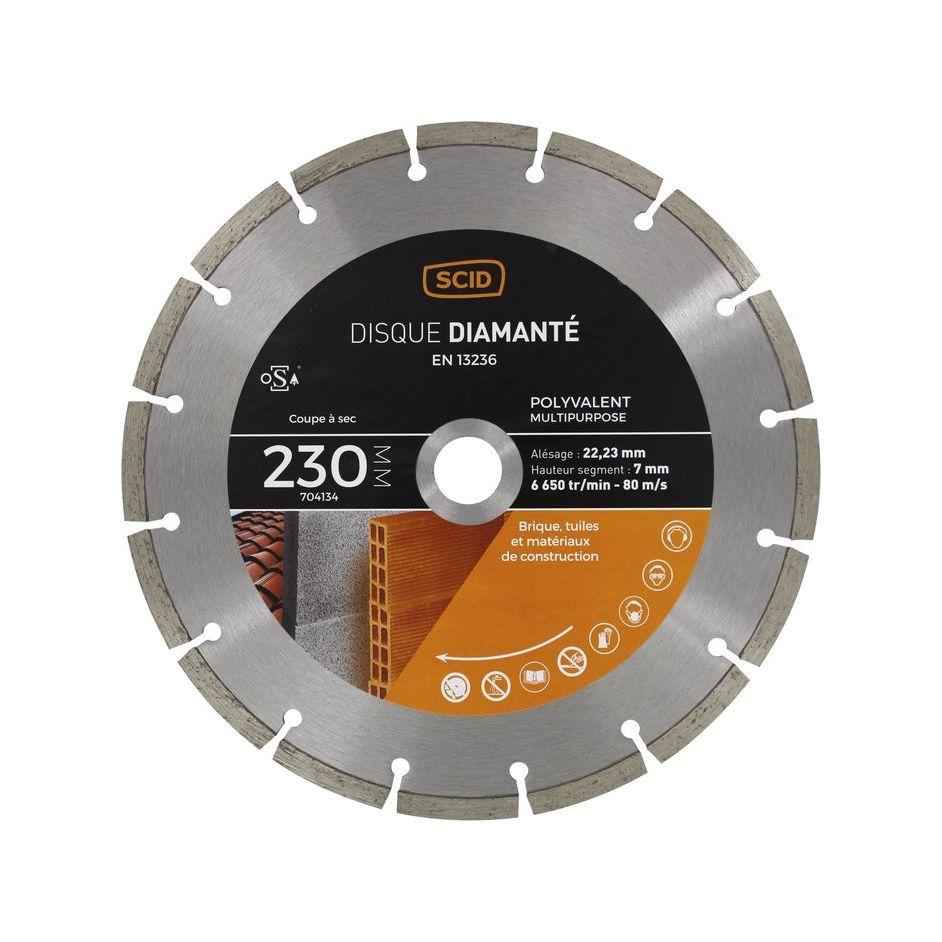 Disque diamant segmenté à tronçonner - Ø 230 mm - Tous matériaux - SCID