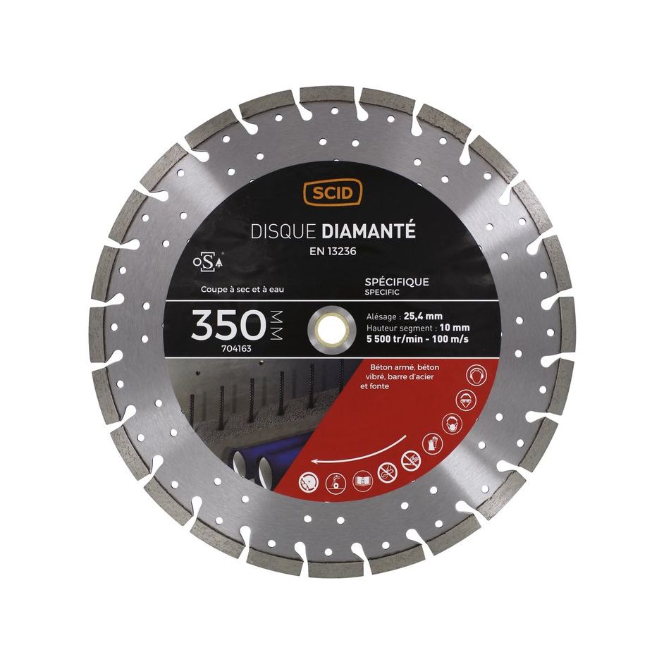 Disque diamant à tronçonner - Ø 230 mm - Béton / Granit - SCID