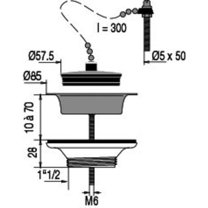 Bonde D’évier Avec Trop-plein – Diamètre 60 Mm – Pour évier à 2 Cuves En Grès – Avec Flexible Recoupable – Valentin - 6