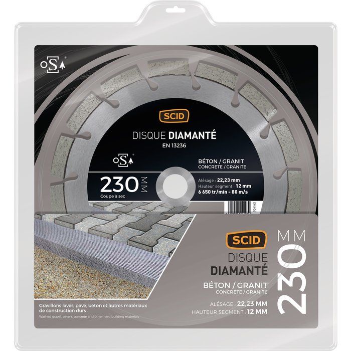 Disque Diamant 230 Mm Professionnel Pour Béton Pierre Brique - Segment 10mm - Qualité Rendech