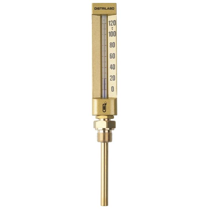 Thermomètre droit boîtier aluminium pour chauffage - 100 mm