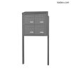 Bloc 4 boîtes aux lettres collectives extérieur sur pieds - Modèle 2 x 2 - Gris poussière - Leabox.com