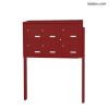 Bloc 6 boîtes aux lettres collectives extérieur sur pieds - Modèle 3 x 2 - Rouge brun - Leabox.com
