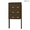 Bloc 6 boîtes aux lettres collectives extérieur sur pieds - Modèle 2 x 3 - Brun sépia - Leabox.com