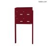 Bloc 4 boîtes aux lettres collectives extérieur sur pieds - Modèle 2 x 2 - Rouge pourpre - Leabox.com