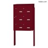 Bloc 6 boîtes aux lettres collectives extérieur sur pieds - Modèle 2 x 3 - Rouge pourpre - Leabox.com