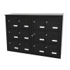 Bloc 12 boîtes aux lettres collectives extérieur mural - Modèle 4 x 3 - Noir foncé - Leabox.com