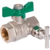 Vanne à boisseau sphérique nickelé NF - FF à purge 1/2" - Manette papillon verte - Sferaco