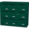 Bloc 9 boîtes aux lettres collectives intérieur mural - Modèle 3 x 3 - Vert mousse - Leabox.com