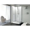 Cabine de douche rectangle - Porte pivotante - Verre transparent - 100 x 80 cm - kara - Leda