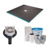Receveur de douche 120 x 120 - kit complet à carreler avec bonde extra-plate horizontale et kit d'étanchéité - Wedi