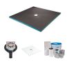Receveur de douche 120 x 120-kit complet à carreler - bonde extra-plate DN40 + kit d'étanchéité +revêtement FundoTop Blanc -Wedi
