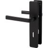 Poignée de porte sur plaque noire Kaza - Clé L - Vachette