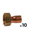 Lot de 10 douilles cuivre réduite avec écrou à souder - F 3/4" - Ø 14 mm - Hecapo