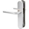 Poignée de porte sur plaque inox brossé - Bec de cane - Linox 491 - Vachette
