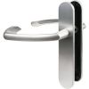 Poignée de porte sur plaque argent - Bec de cane - Alto XL - Vachette