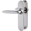 Poignée de porte sur plaque chrome velours - Bec de cane - Entraxe fixation 165 mm - Jazz - Vachette