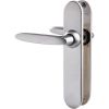 Poignée de porte sur plaque chrome velours - Bec de cane - Entraxe fixation 195 mm - Jazz - Vachette