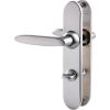 Poignée de porte sur plaque chrome velours - Condamnation - Entraxe fixation 195 mm - Jazz - Vachette
