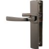 Poignée de porte sur plaque diamant noir - Bec de cane - Entraxe fixation 195 mm - Muze - Vachette