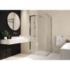 Ensemble portes de douche coulissantes d'angle 90 x 90 cm - Verre transparent 5 mm - Profilé argent brillant - Vista - Leda