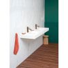 Set vasque mitigeur - Vasque double 120 X 46 cm blanche mat CARDIFF - Mitigeur or rose brossé LOOP - Sanycces