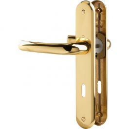 Poignée de porte sur plaque laiton poli - Clé L - Tokyo - Hoppe et cie