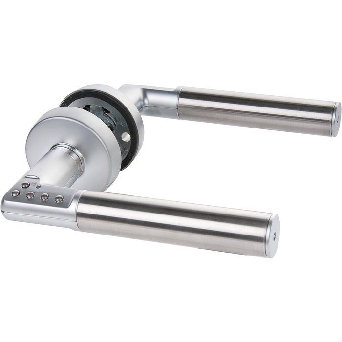 Poignée de porte à code électronique sur rosace inox - Sens droite - Carré 7 mm - Code Handle - Mul-T-Lock