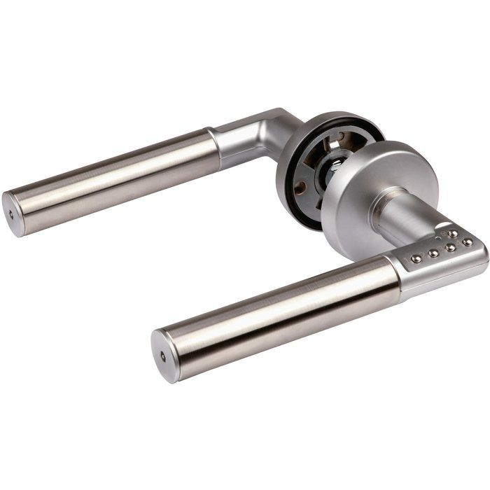 Poignée de porte à code électronique sur rosace inox - Sens gauche - Carré 7 mm - Code Handle - Mul-T-Lock