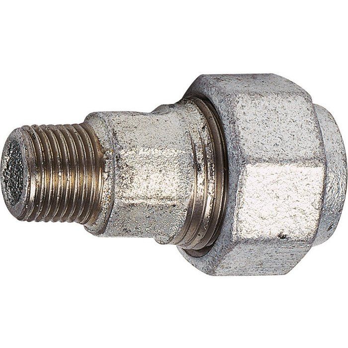 Raccord fonte galva droit à serrage - M 3/4" à serrage - Femelle Ø 26.90 mm - Atusa