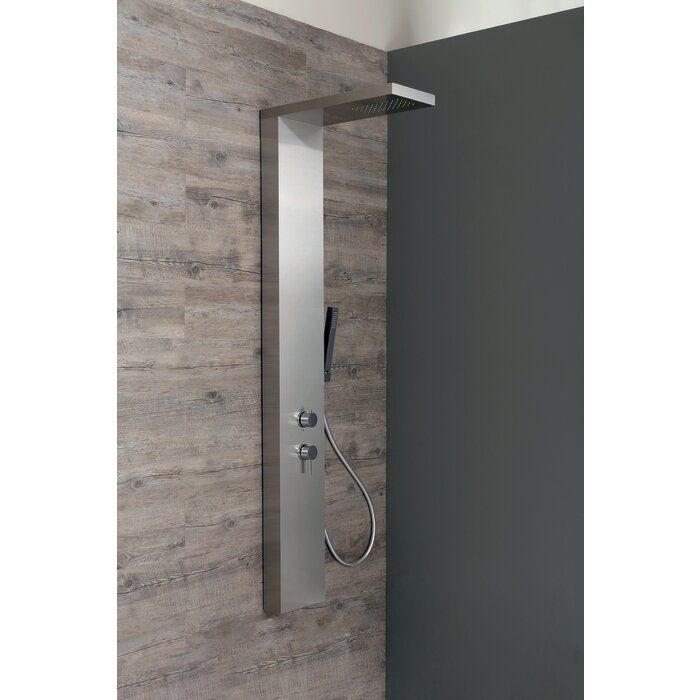 Colonne de douche thermostatique en inox brossé - Douche pluie et douchette - Aquastyle
