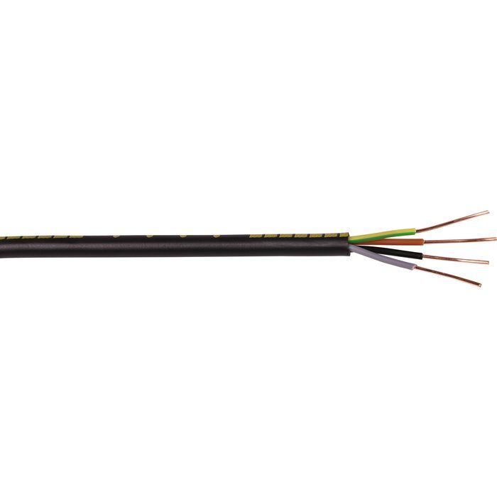 Câble rigide industriel U1000 R2V noir - 4G2,5 mm² - Couronne de 50 m - Sermes