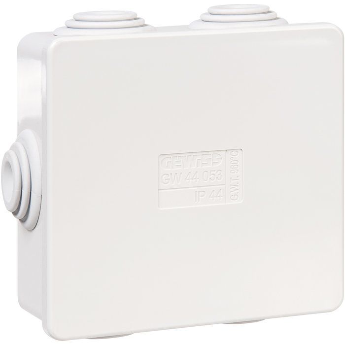 Boîte grise carrée - 80 mm - 6 embouts - Couvercle enclipsable - Gewiss