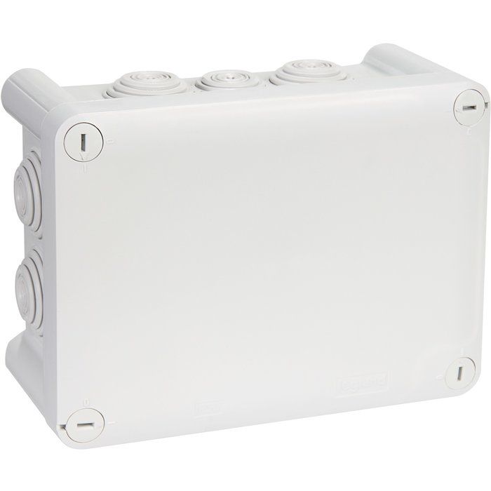 Boîte grise rectangulaire - 220 x 170 mm - 14 embouts - Couvercle vis 1/4 de tour - Plexo - Legrand