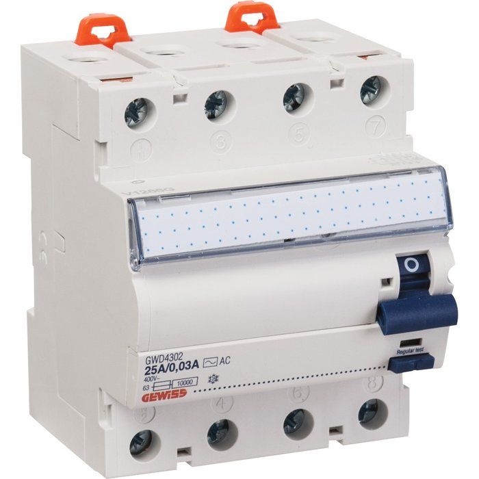 Interrupteur Différentiel tétrapolaire, protection des départss - 63A - AC/0,03 - Gewiss