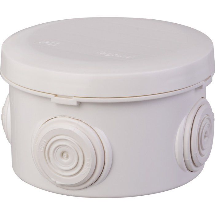 Boîte blanche ronde - Ø 70 x 45 mm - 4 embouts - Couvercle enclipsable - Plexo - Legrand