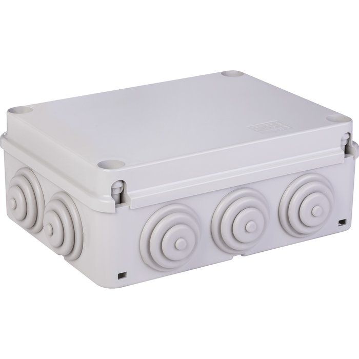 Boîte grise rectangulaire - 150 x 110 mm - 10 embouts - Couvercle vis 1/4 de tour - Gewiss