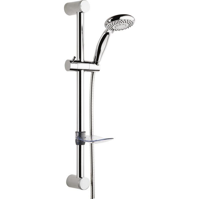 Ensemble de douche chromé barre Ø 25 mm - Douchette Boréal 3 jets Ø 100 mm - Odyssea