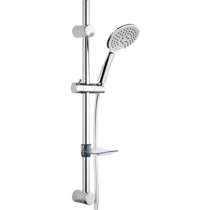 Ensemble de douche chromé barre rénovation Ø 25 mm - Douchette Minéral 3 jets Ø 120 mm - Odyssea