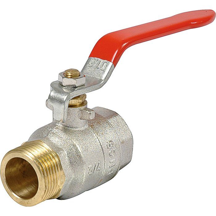 Vanne à boisseau sphérique nickelé - MF 1" - Manette plate rouge - Sféraco