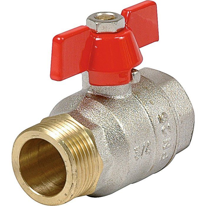 Vanne à boisseau sphérique nickelé - MF 3/4" - Manette papillon rouge - Sféraco