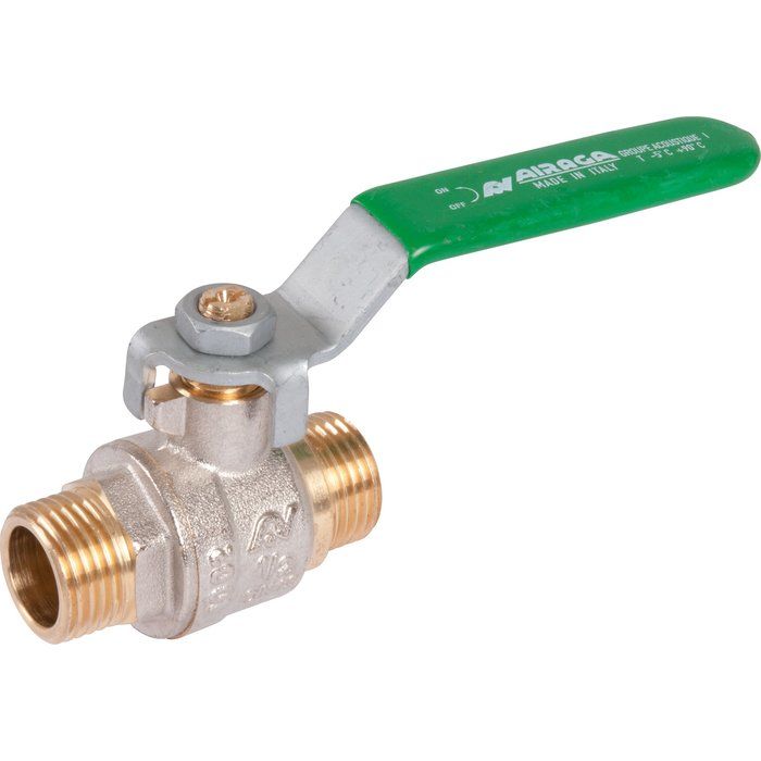 Vanne à boisseau sphérique nickelé NF - MM 3/4" - Manette plate verte - Sféraco