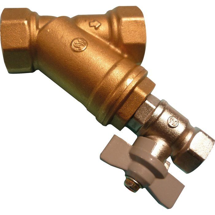 Filtre à tamis laiton en Y avec robinet de rincage - FF 1' - Sféraco