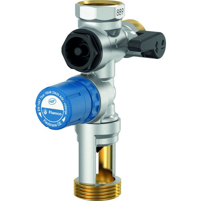 Groupe de sécurité droit - Laiton nickelé - Flamco