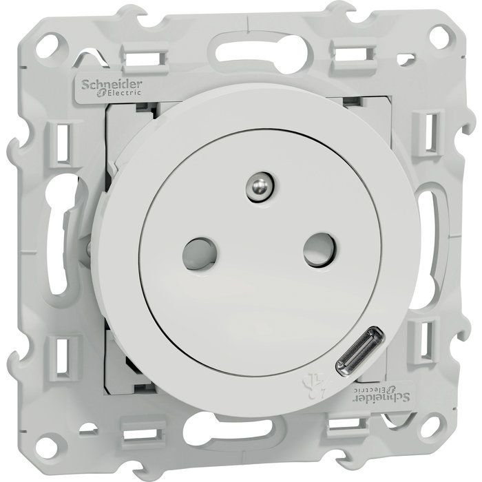 Prise de courant affleurante + Port USB C 10,5 W- Odace - Schneider - 2P+T - 16 A