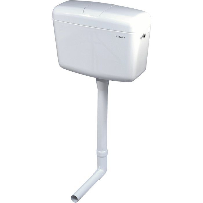 Réservoir WC apparent AZ 500 – Modèle semi-bas – Alimentation latérale - Chasse interrompable 6 à 9 L  – ABS blanc – Clara