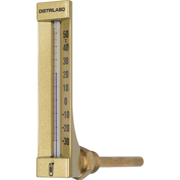 Thermomètre coudé boîtier aluminium pour climatisation - 100 mm - Distrilabo