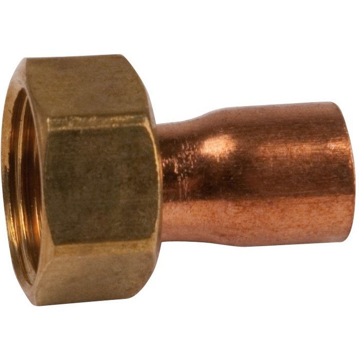 Douille cuivre réduite avec écrou à souder - F 1" - Ø 28 mm - Hecapo