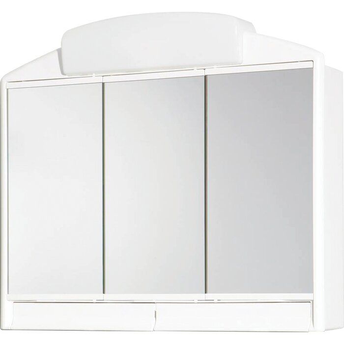 Armoire de toilette lumineuse RANO - 59 x 51 cm - 3 portes miroir avec tiroirs et prise - Galedo